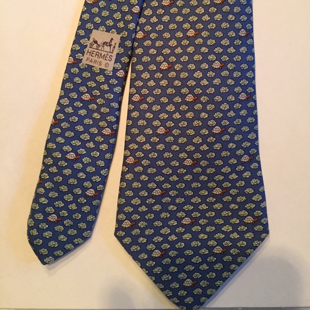 Hermès Blue “Turtle” Tie- AUTHENTIC
